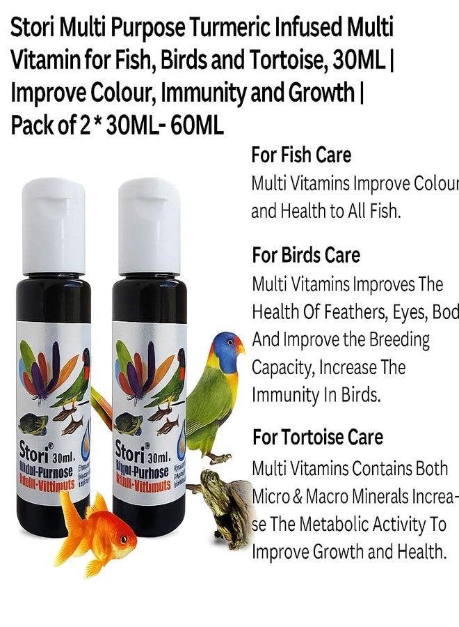 VAYINATO Stori Multi Purpose Turmeric Infused Multi Vitamin for Fish, Birds and Tortoise, 30ML | Improve Colour, Immunity and Growth | Pack of 2 * 30ML - 60ML - Image 2
